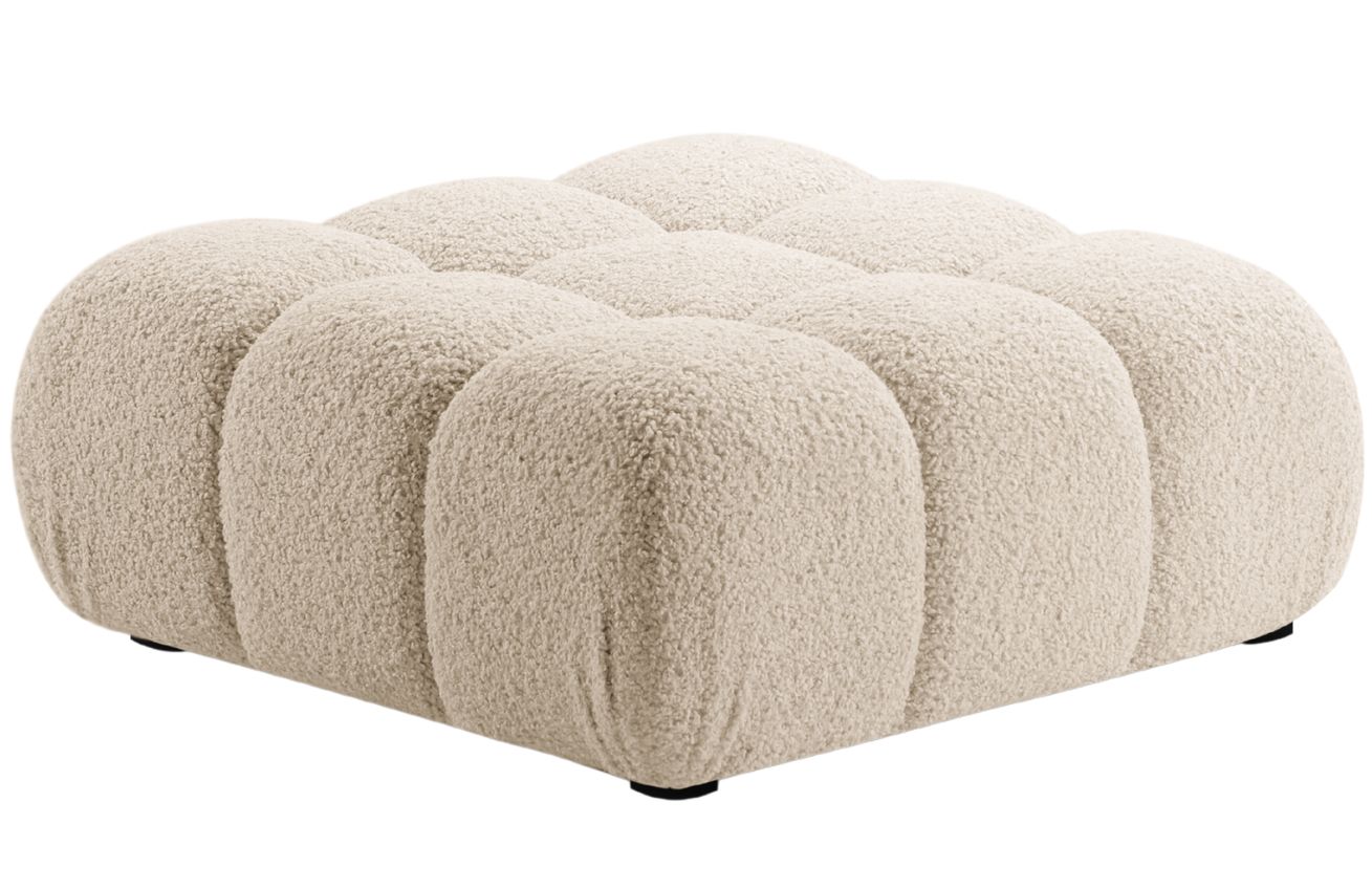 Světle béžová bouclé  podnožka MICADONI Bellis 94 x 94 cm