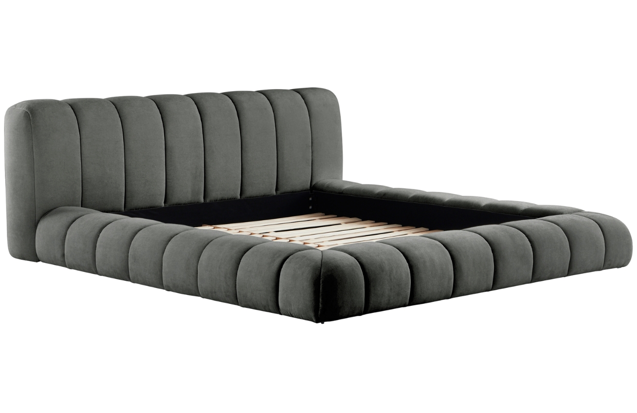 Jotex Tmavě šedá čalouněná dvoulůžková postel DERMY 160 x 200 cm