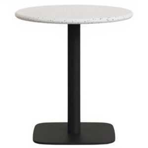Bílý terrazzo zahradní stůl Kave Home Saura 70 cm s černou podnoží