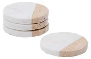 Set čtyř bílo-hnědých mramorových podtácků Kave Home Nivol