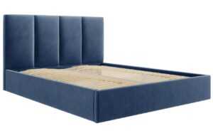 Micadoni Tmavě modrá dvoulůžková postel Pyla 160 x 200 cm s úložným prostorem