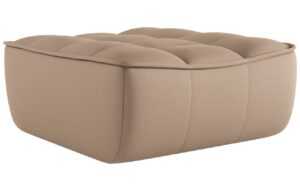 Maison Heritage Tmavě béžová kožená podnožka Moni 90 x 83 cm