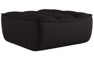 Maison Heritage Černá kožená podnožka Moni 90 x 83 cm