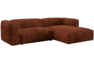 Micadoni Terakotově červená manšestrová rohová pohovka Martina 280 cm