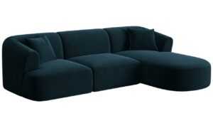 Cosmopolitan Design Petrolejově modrá sametová rohová pohovka Campi 256 cm