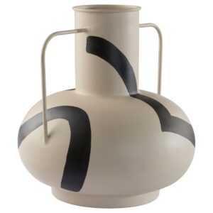 Jotex Béžovo-černá kovová váza VEGA 30 cm