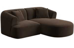 Cosmopolitan Design Tmavě hnědá sametová rohová pohovka Campi 180 cm