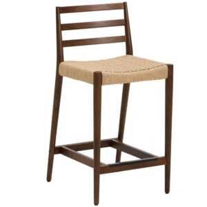 Kave Home Ořechová barová židle Analy 65 cm s výpletem