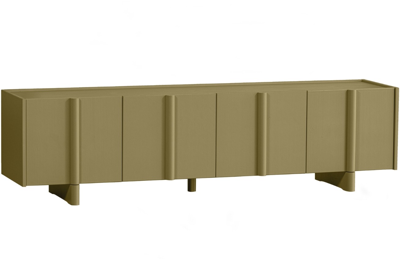 WOOOD Zelený dřevěný TV stolek Basu 200 x 46 cm