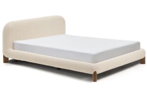 Kave Home Béžová bouclé dvoulůžková postel Odina 160 x 200 cm