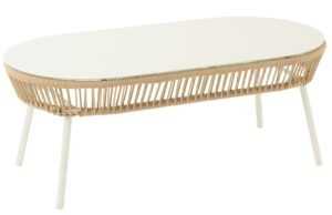 J-line Bílý zahradní stolek Poa 116 x 58 cm