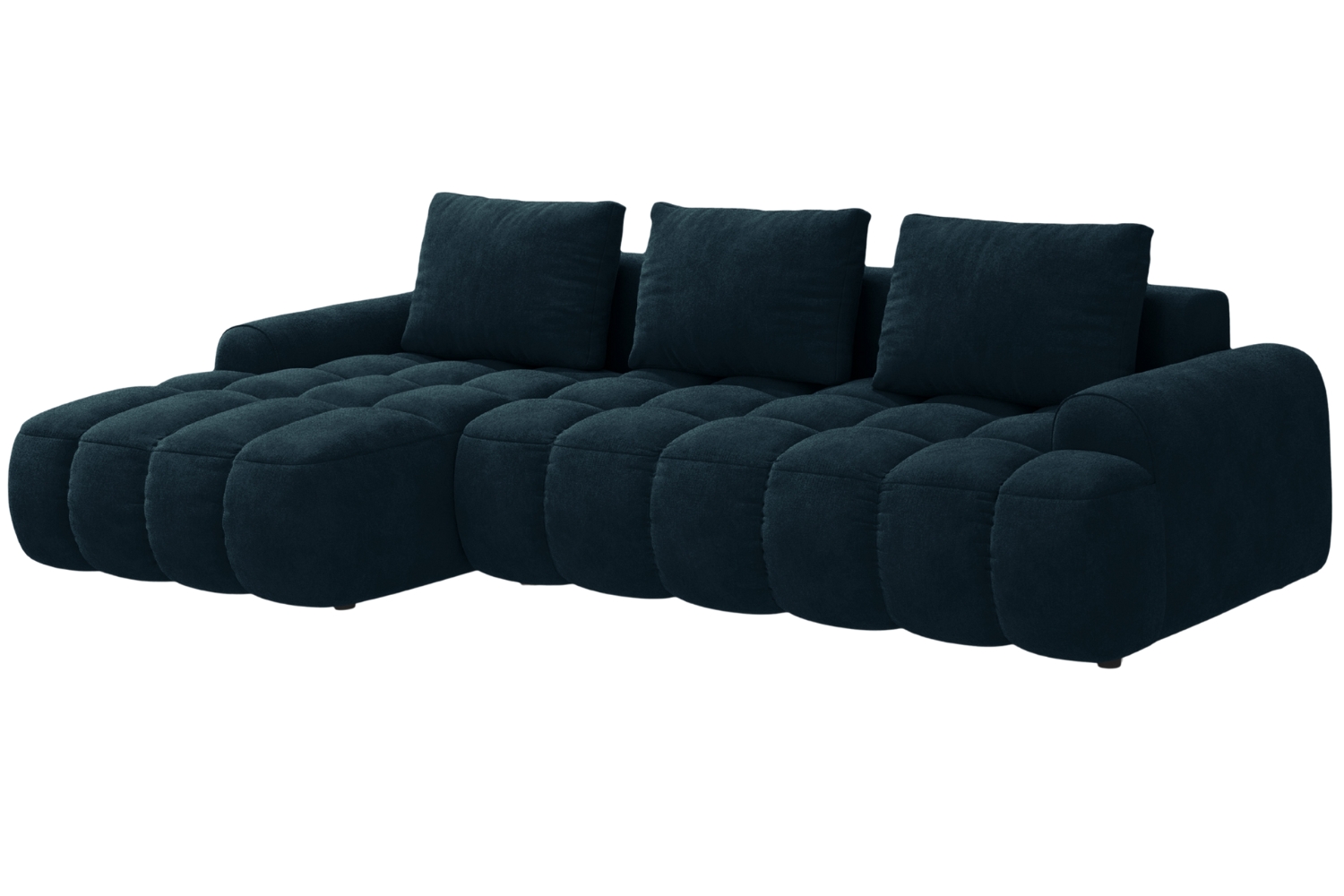 Cosmopolitan Design Tmavě modrá sametová rozkládací pohovka Linz 275 cm