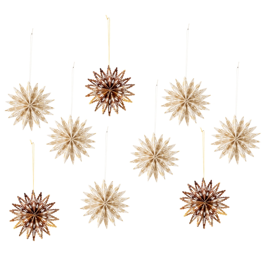 Bloomingville Set hnědo-béžových papírových vánočních ozdob Star 10 cm