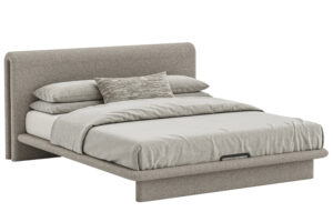 Woodsoft Béžová bouclé dvoulůžková postel Nola 160 x 200 cm