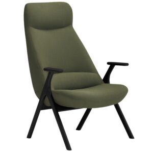 Teulat Vysoké zelené křeslo Dins s černou dřevěnou podnoží