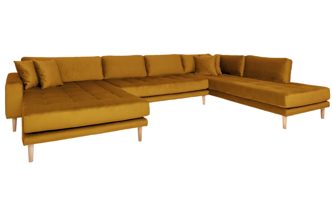 Nordic Living Sametová rohová pohovka Limo 370 cm