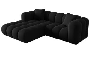 Černá sametová rohová pohovka Windsor & Co Halley 242 cm