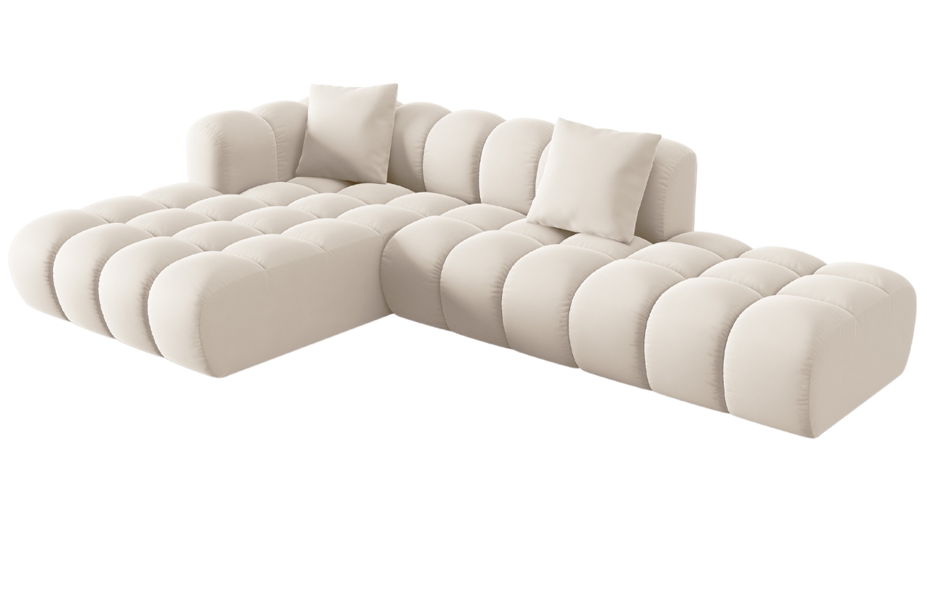 Windsor & Co Sametová rohová pohovka Halley 309 cm