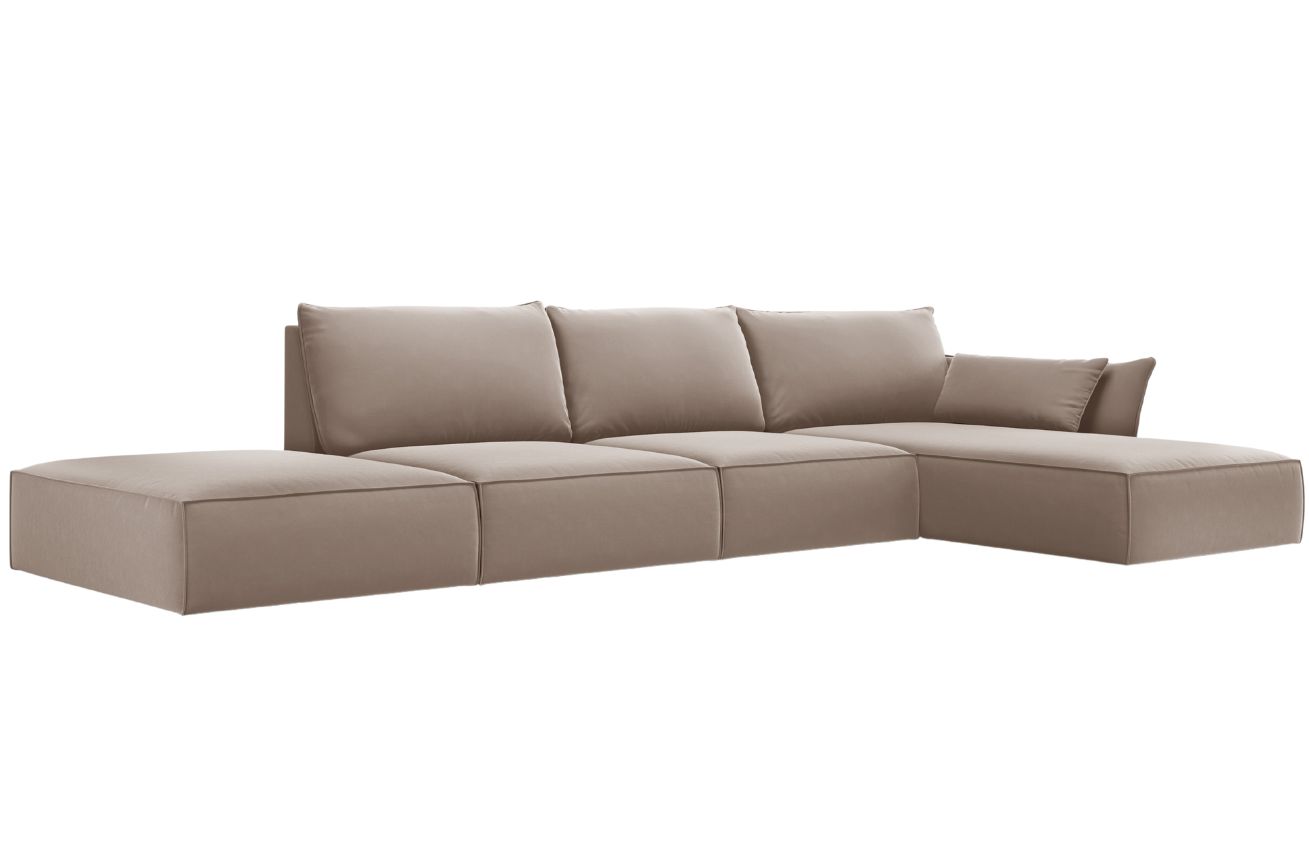 Micadoni Sametová rohová pohovka Kaelle 364 cm