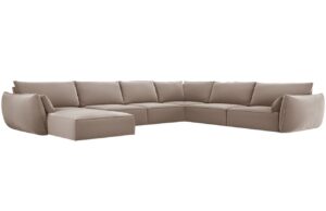 Micadoni Sametová rohová pohovka Kaelle 384 cm