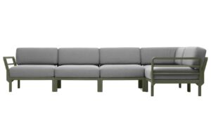 Nardi Šedá zahradní rohová pohovka Maximo se zelenou podnoží 345 cm