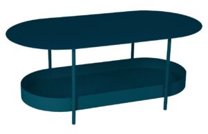 Modrý kovový zahradní konferenční stolek Fermob Salsa 113 x 58 cm