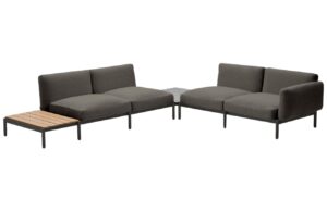 Kave Home Zahradní rohová pohovka Sorells 353 cm se stolky