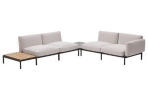 Zahradní rohová pohovka Kave Home Sorells 353 cm se stolky