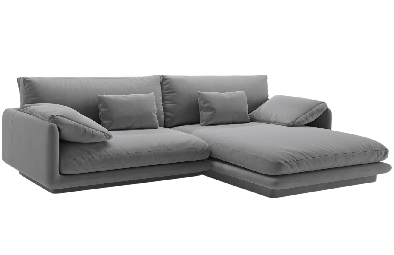 Micadoni Světle šedá sametová rohová pohovka Torino 250 cm