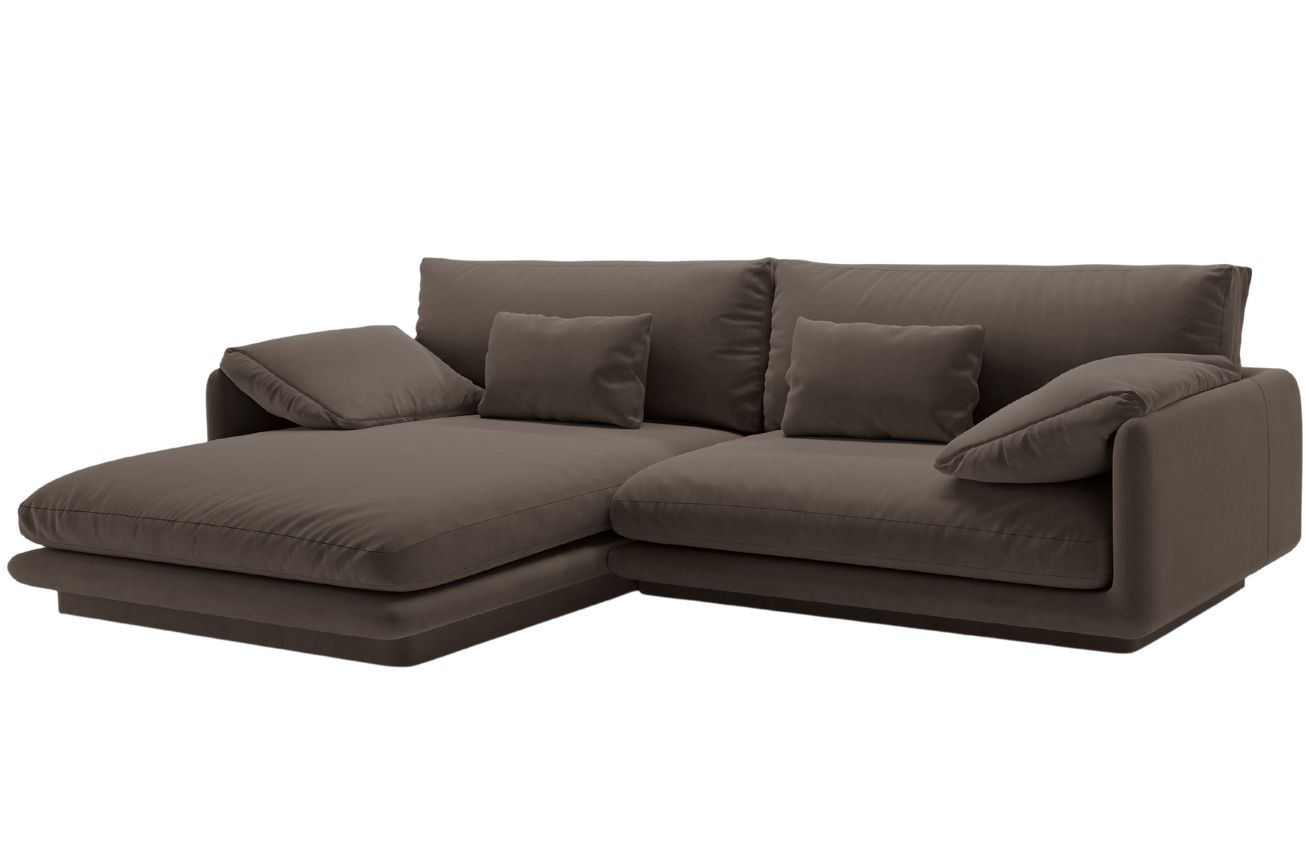 Micadoni Hnědá sametová rohová pohovka Torino 250 cm