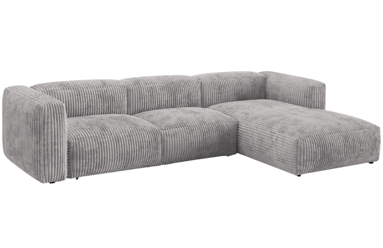 Micadoni Světle šedá manšestrová rohová pohovka Martina 330 cm