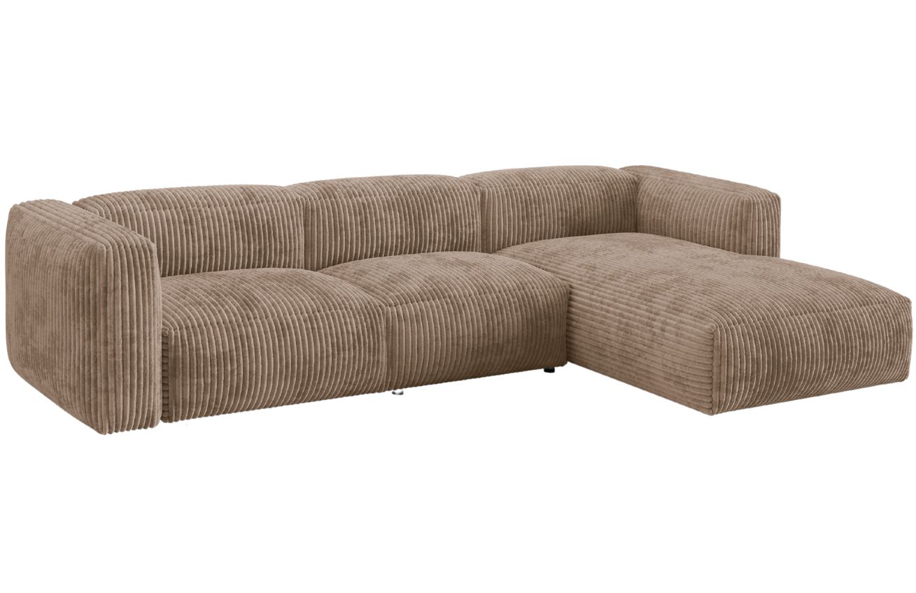 Micadoni Tmavě béžová manšestrová rohová pohovka Martina 330 cm