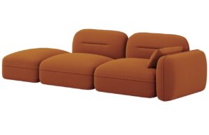 Cosmopolitan Design Terakotově oranžová sametová trojmístná pohovka Sydney 295 cm
