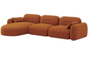 Cosmopolitan Design Terakotově oranžová sametová rohová pohovka Sydney 320 cm