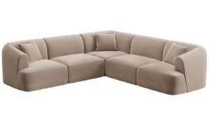 Cosmopolitan Design Béžová sametová rohová pohovka Campi 255 cm