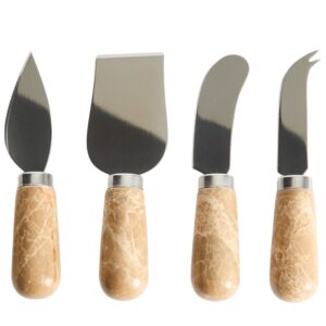 Kave Home Sada čtyř nožů na sýr Adoma s mramorovou rukojetí