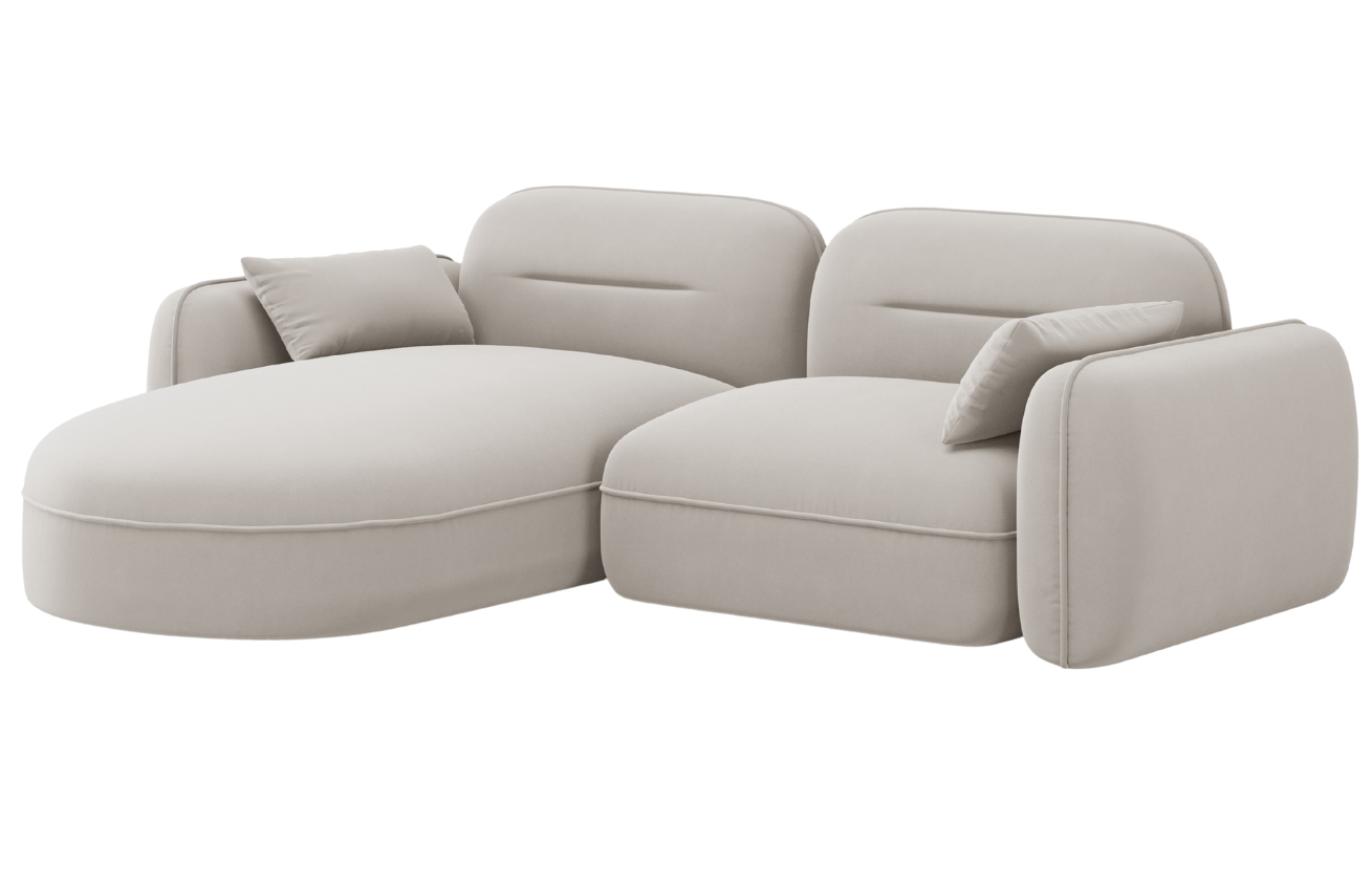 Cosmopolitan Design Světle béžová sametová rohová pohovka Sydney 230 cm