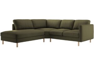 Micadoni Zelená sametová rohová pohovka Eden 267 cm