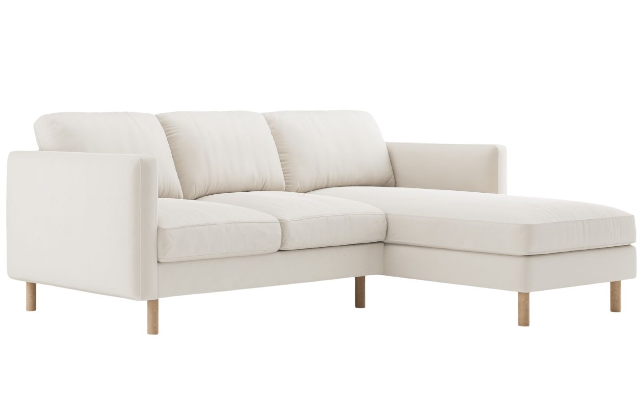 Micadoni Bílá sametová rohová pohovka Eden 223 cm