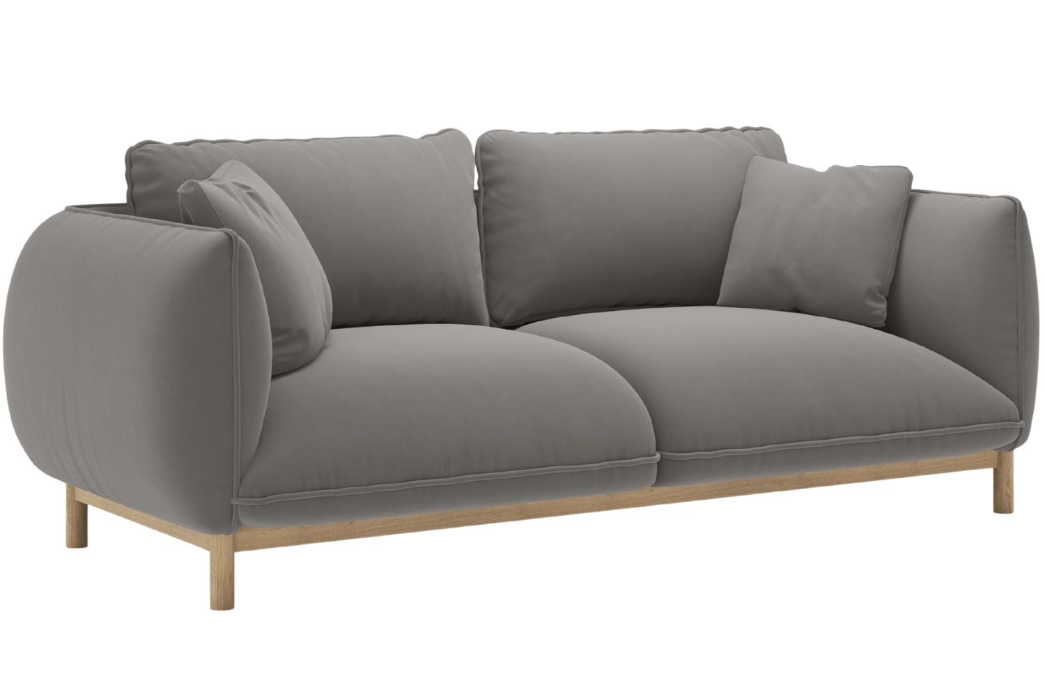 Micadoni Šedá sametová dvoumístná pohovka Ada 178 cm