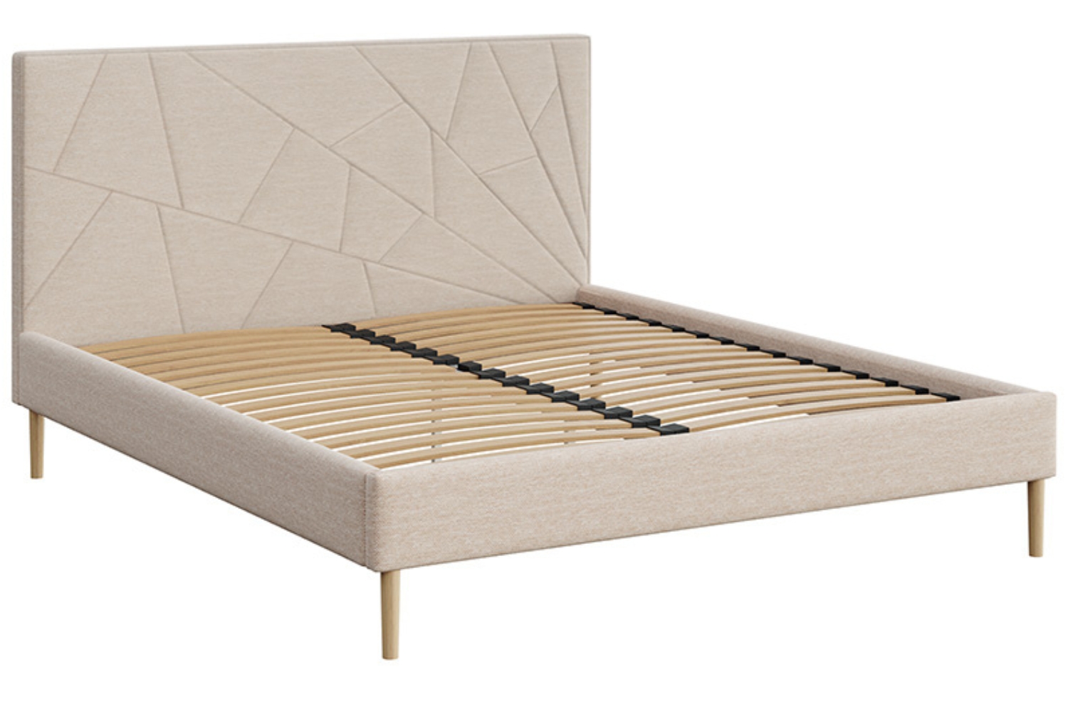 Mesonica Světle béžová čalouněná dvoulůžková postel Alano 180 x 200 cm s geometrickým prošíváním