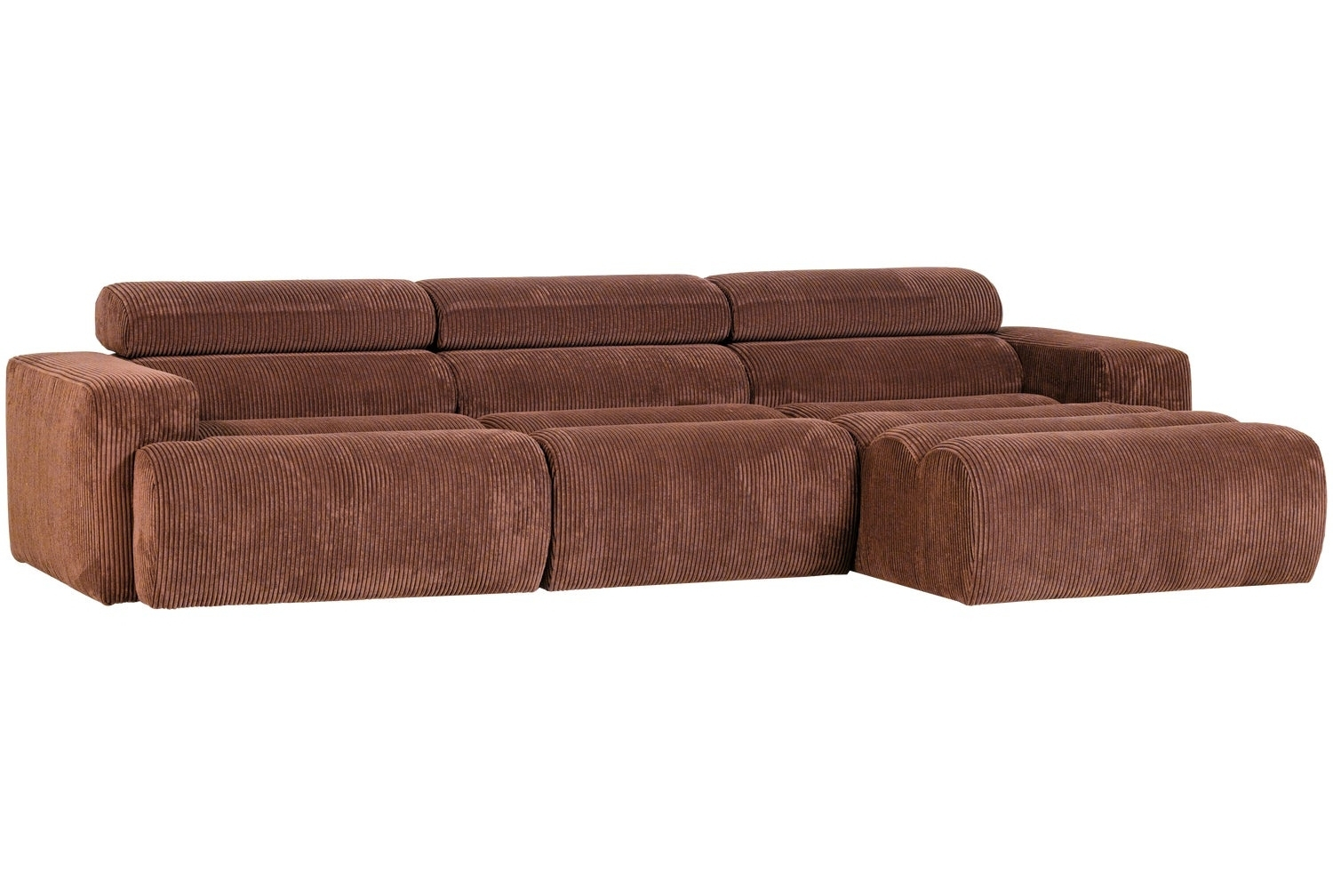 WOOOD Hnědočervená manšestrová rohová pohovka Novi 300 cm