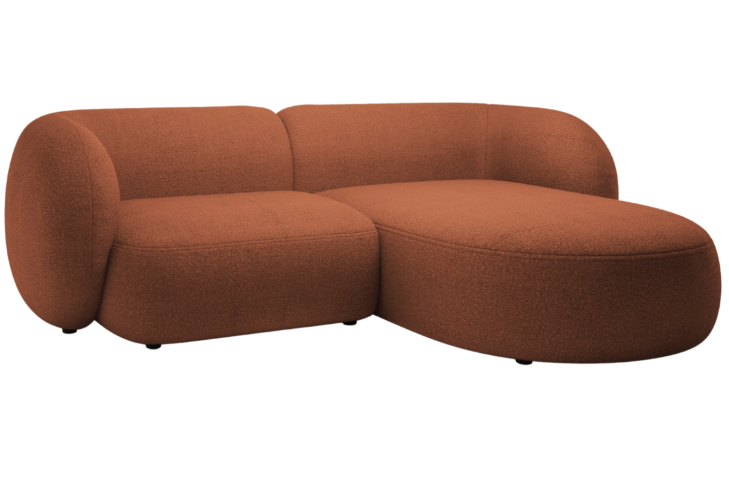 Micadoni Terakotově oranžová bouclé rohová pohovka Kate 255 cm