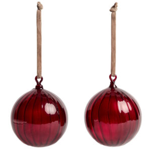 Kave Home Set dvou červených skleněných vánočních ozdob Oranel 10 cm