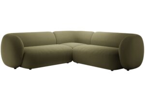 Micadoni Zelená sametová rohová pohovka Kate 252 cm