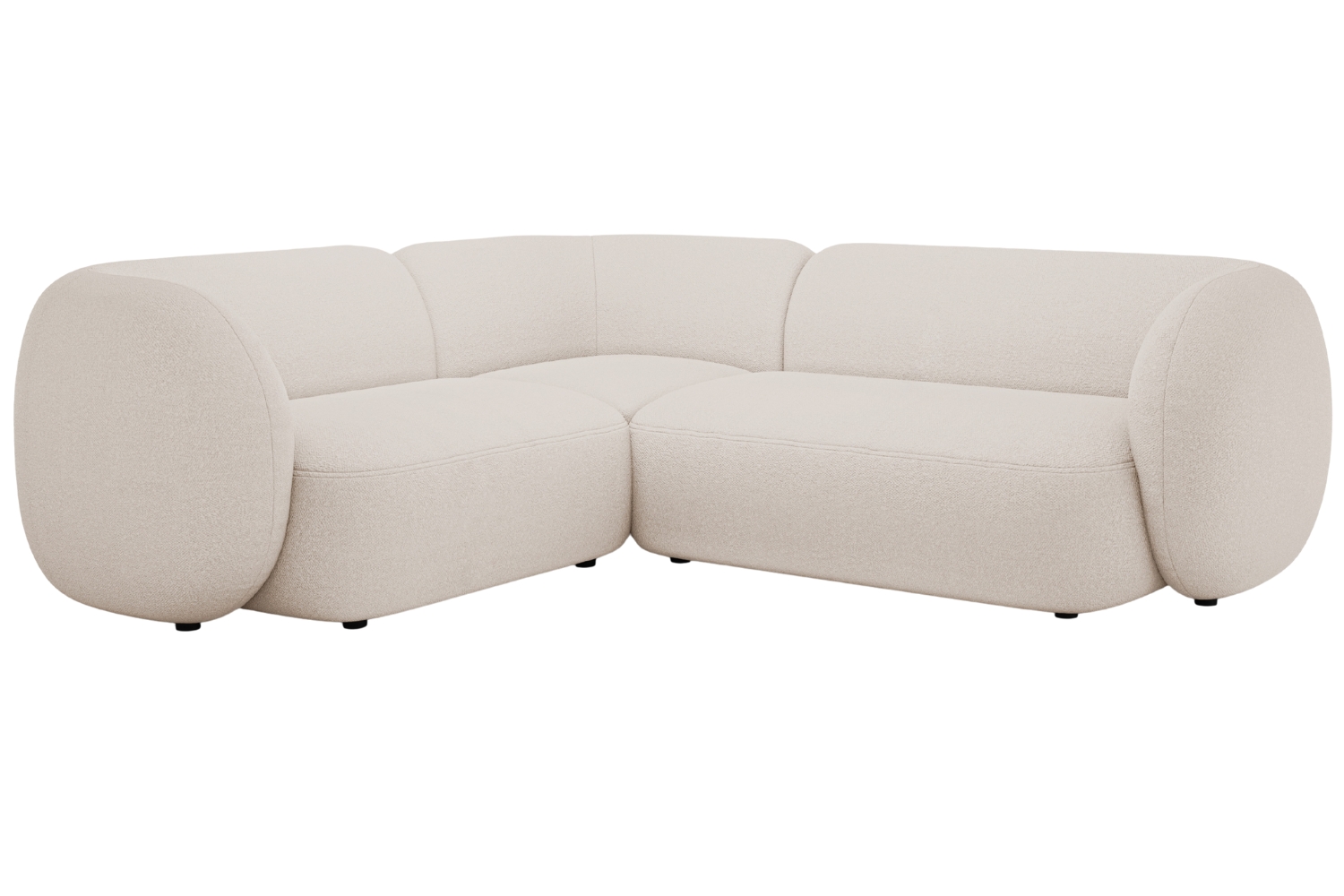 Micadoni Béžová bouclé rohová pohovka Kate 252 cm