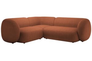 Micadoni Terakotově oranžová bouclé rohová pohovka Kate 252 cm