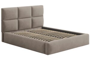 Windsor & Co Hnědá sametová dvoulůžková postel Libera 160 x 200 cm s úložným prostorem