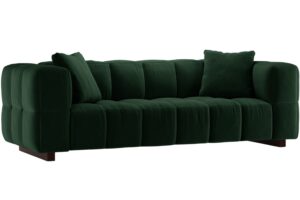 Micadoni Lahvově zelená sametová rozkládací pohovka Puma 260 cm