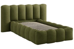 Micadoni Zelená bouclé postel Lupine 90 x 200 cm s úložným prostorem